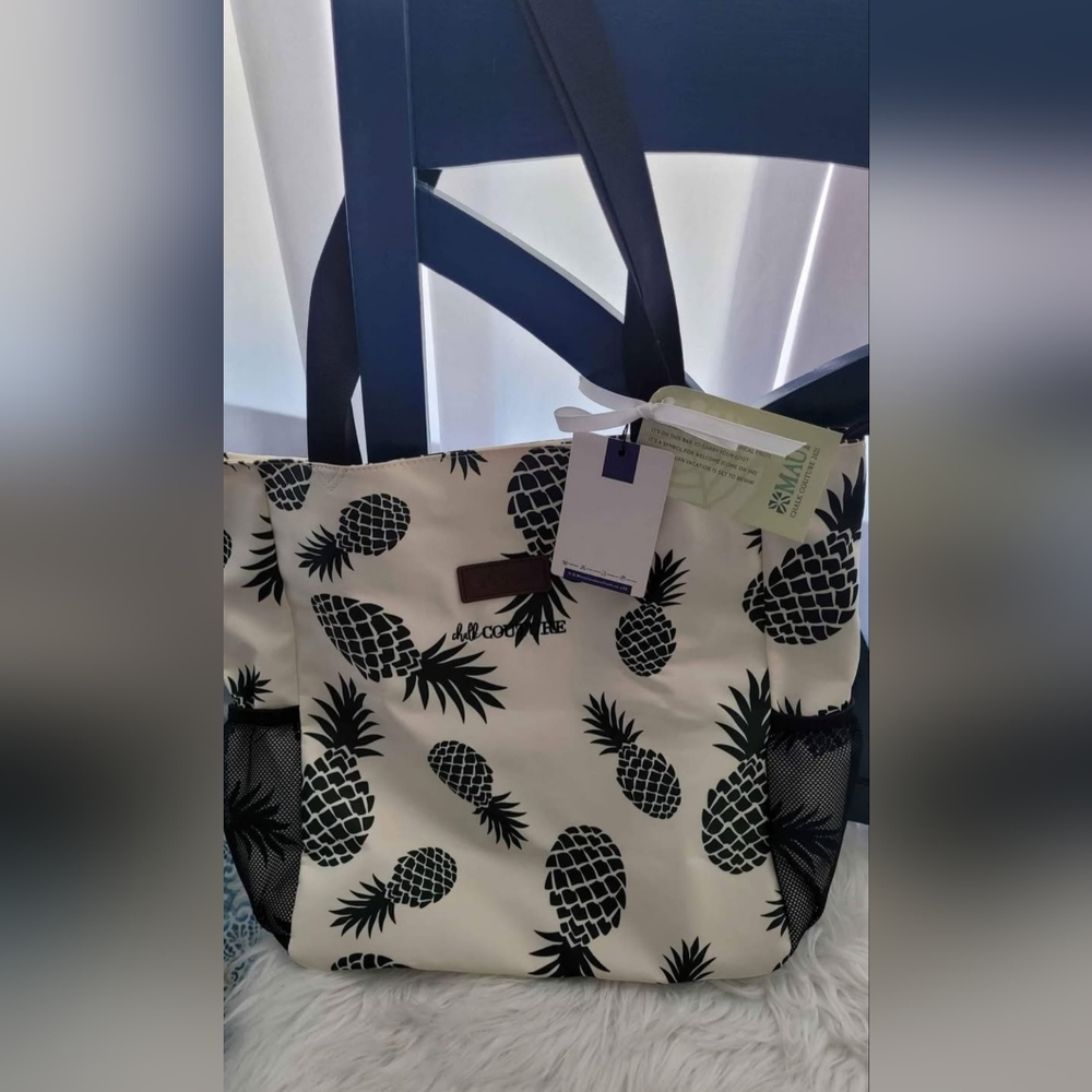 Chalk COUTURE Pineapple Print Tote Bag - Black and White NEW EXCLUSIVE Bag Maui